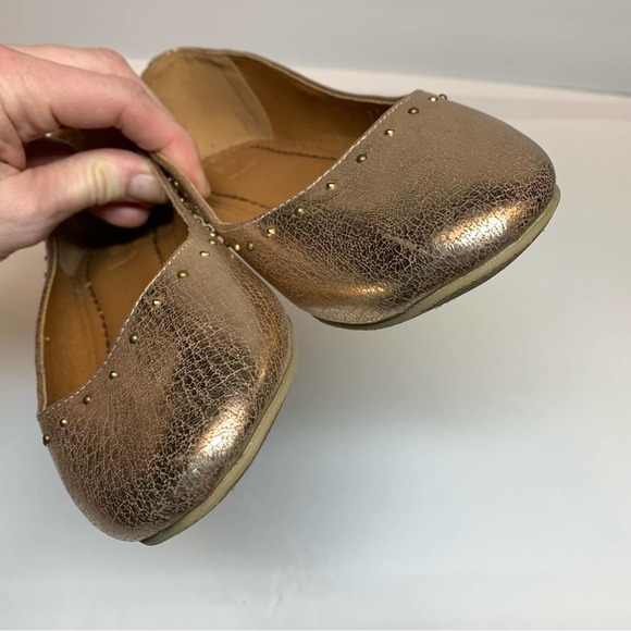Frye Carson Shimmer rose gold metallic studded ballet flats 5 - Picture 12 of 12